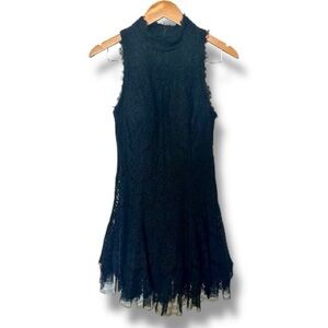 Betsy & Adam Black Lace Dress Sleeveless Mock Neck Fit & Flare Size 10